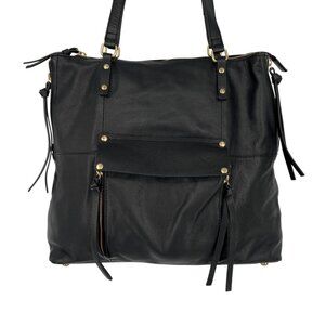 Kooba Everette Black Leather Tote Bag With Gold Hardware